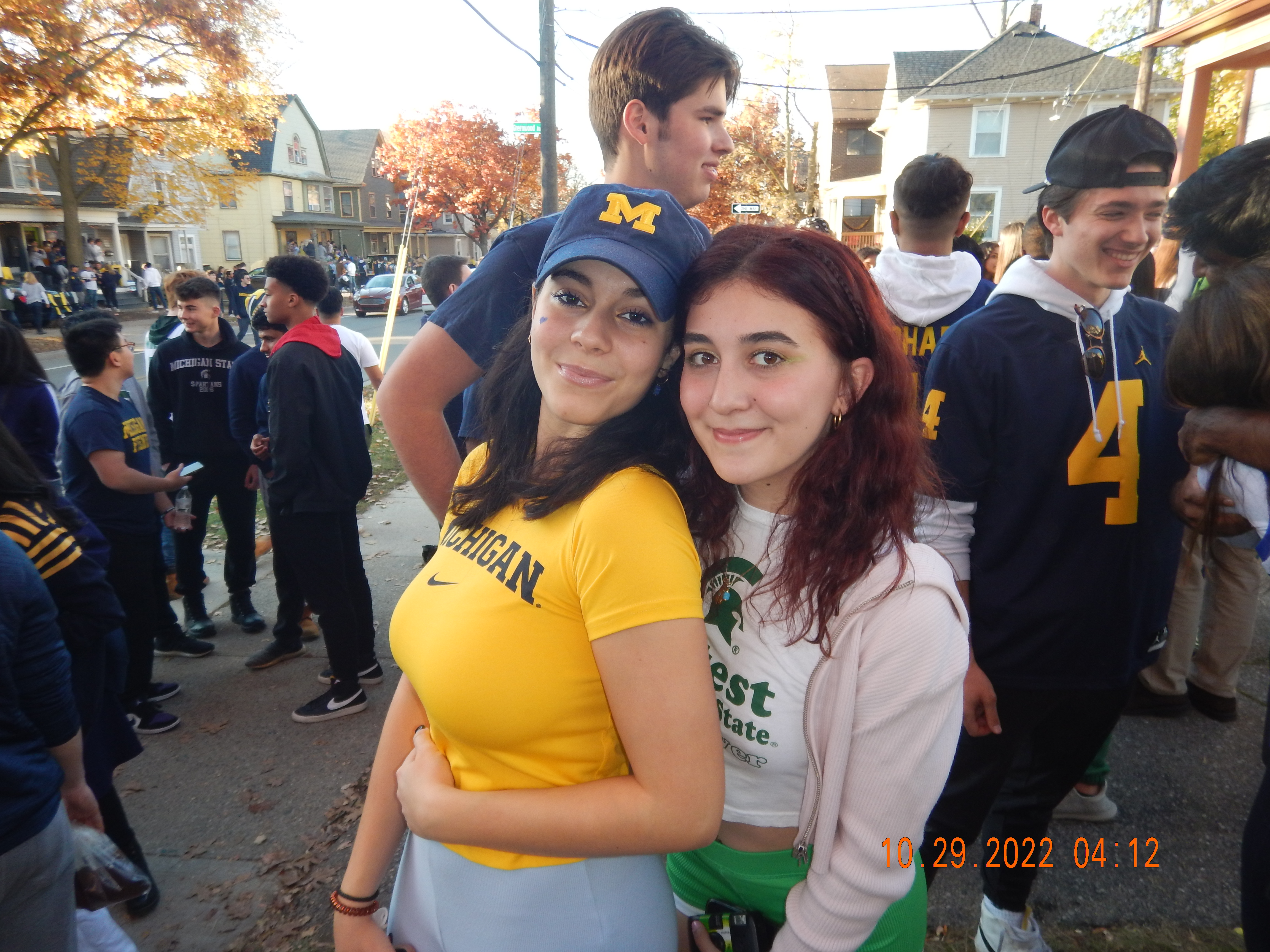 Photo of Nicole with MSU friend at a gameday tailgate